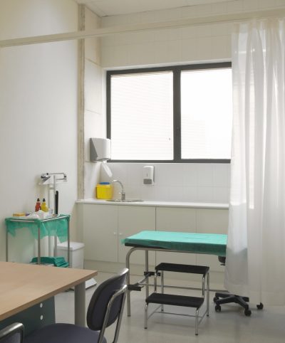 Hospital doctor consulting room. Healthcare equipment. Medical treatment equipment. Office